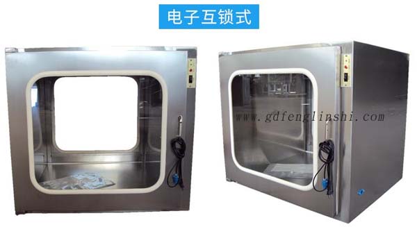 電子互鎖傳遞窗內(nèi)部采用集成電路，電磁鎖， 控制面板，指示燈等實現(xiàn)連鎖